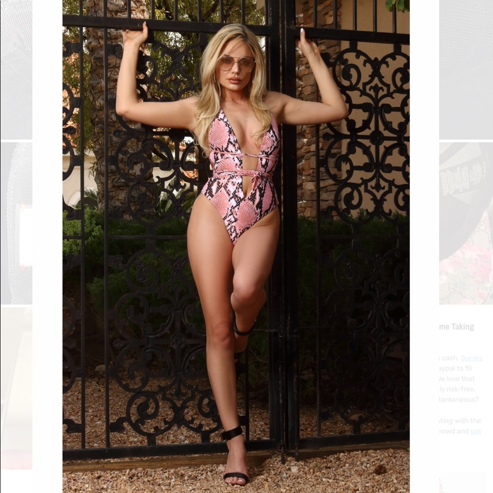 Pink snake print swim suite